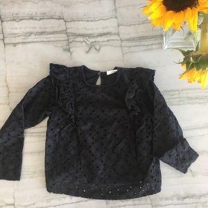 Zara Girls: Long Sleeve Cotton Eyelet Top